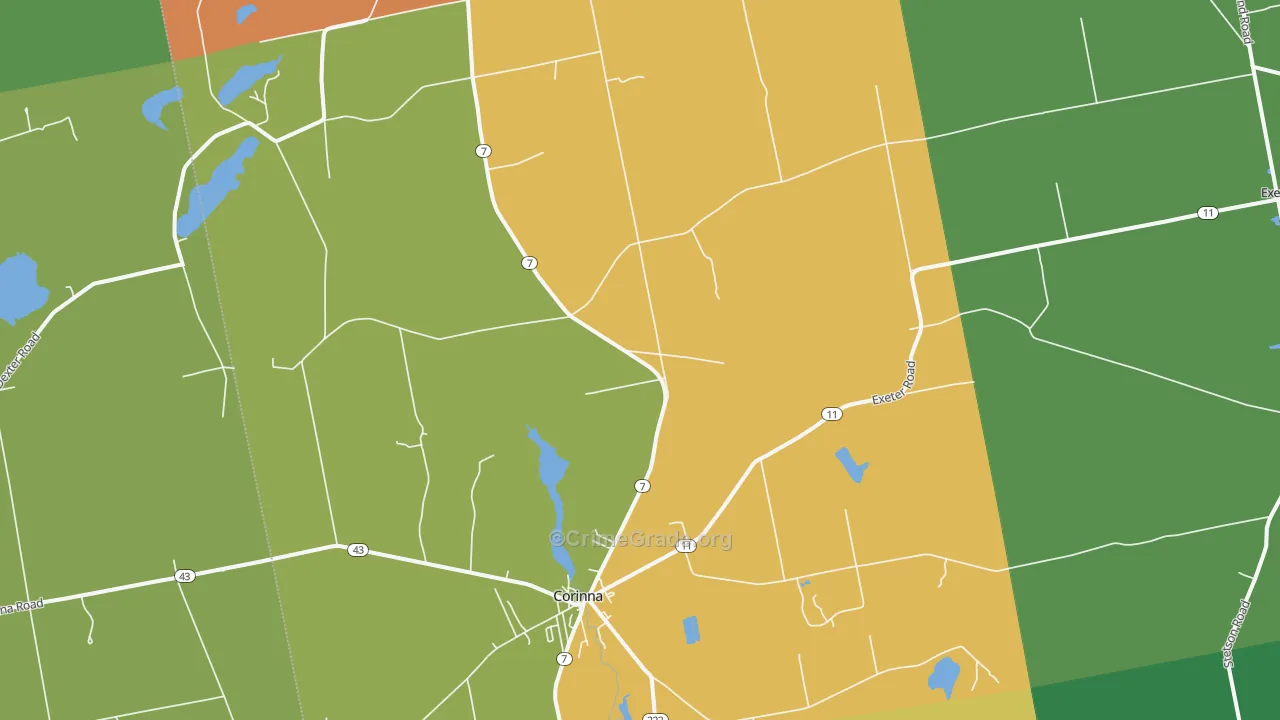Corinna, ME Map of Drug-Related Crime Rates