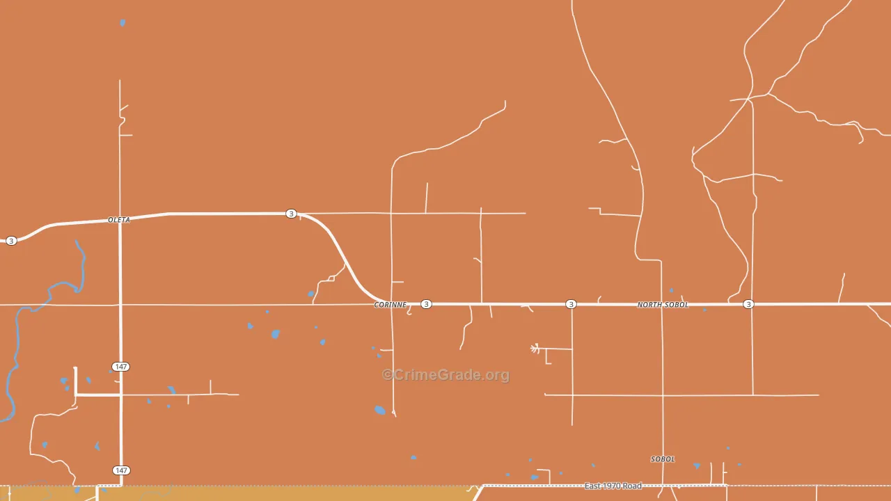 Corinne, OK Map of Drug-Related Crime Rates