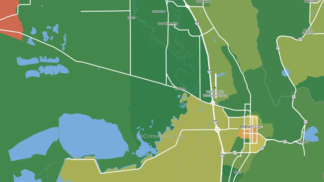 Corinne, UT Map of Drug-Related Crime Rates
