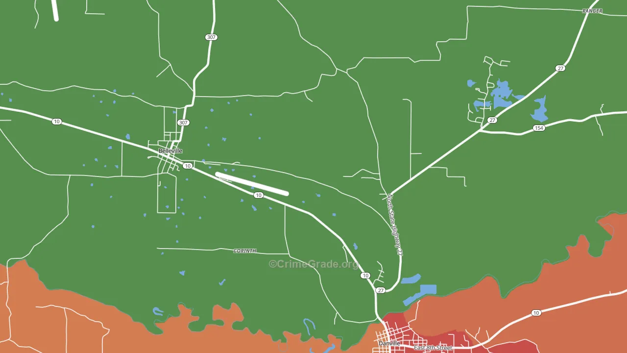 Corinth, AR Map of Drug-Related Crime Rates