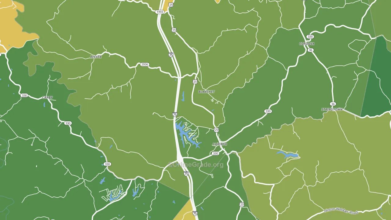 Corinth, KY Map of Drug-Related Crime Rates