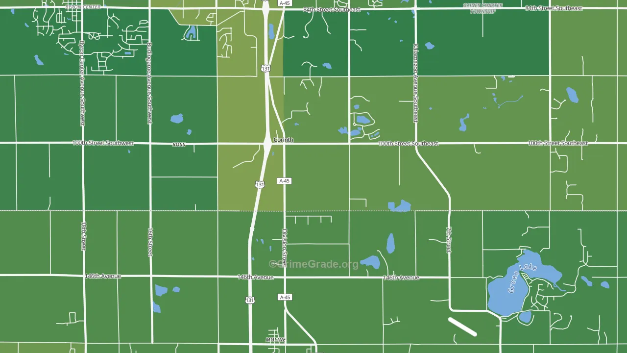 Corinth, MI Map of Drug-Related Crime Rates