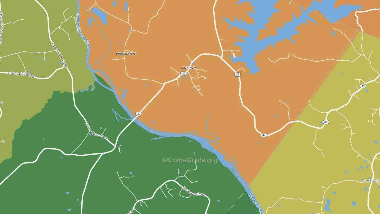 Corinth, NC Map of Drug-Related Crime Rates