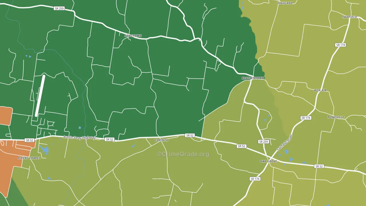 Corinth, TN Map of Drug-Related Crime Rates