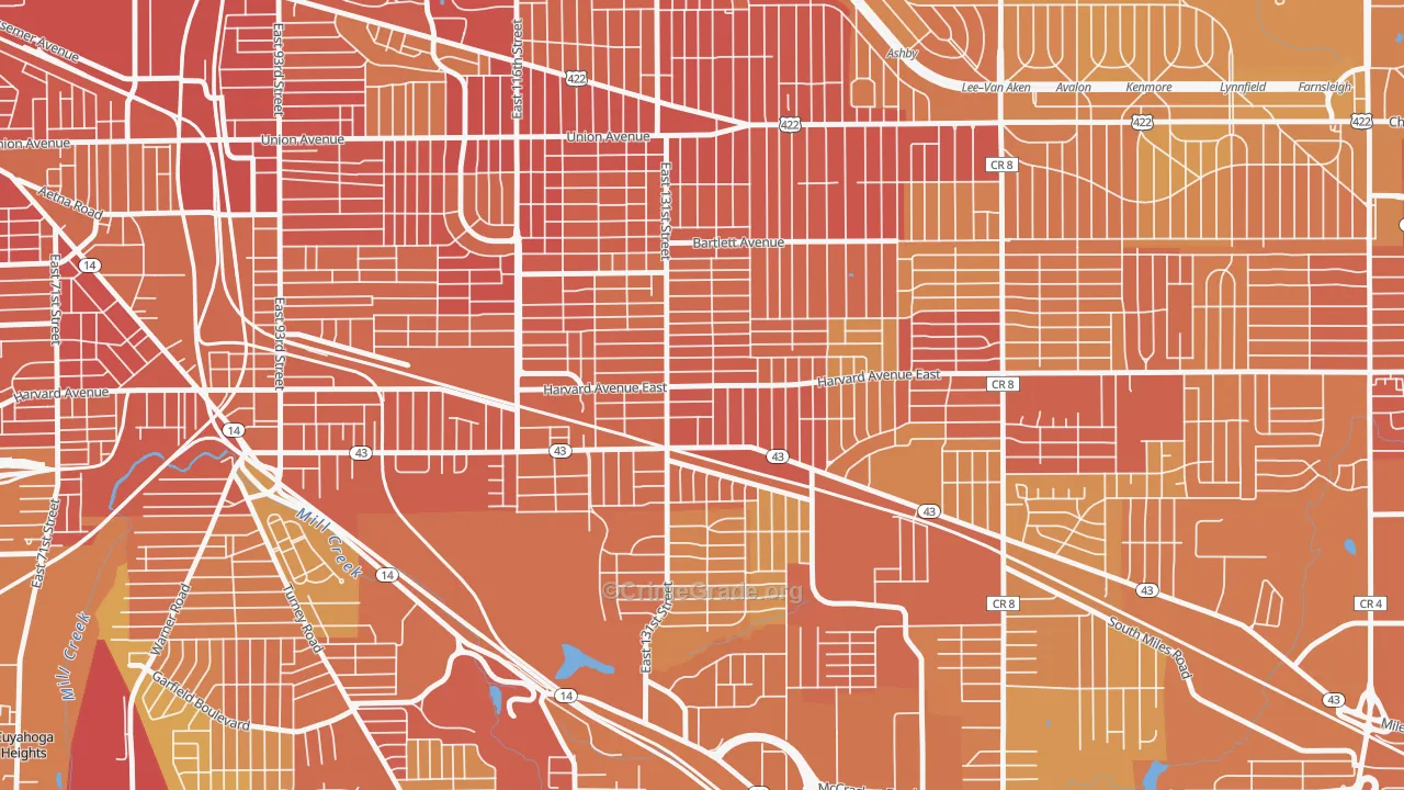 Corlett, Cleveland, OH Map of Drug-Related Crime Rates