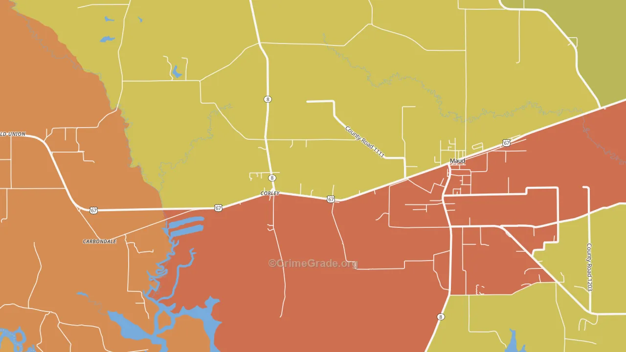Corley, TX Map of Drug-Related Crime Rates