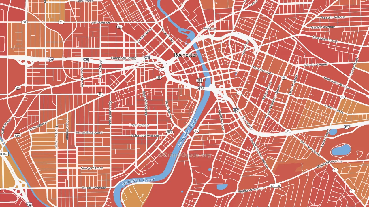 Corn Hill, Rochester, NY Map of Drug-Related Crime Rates
