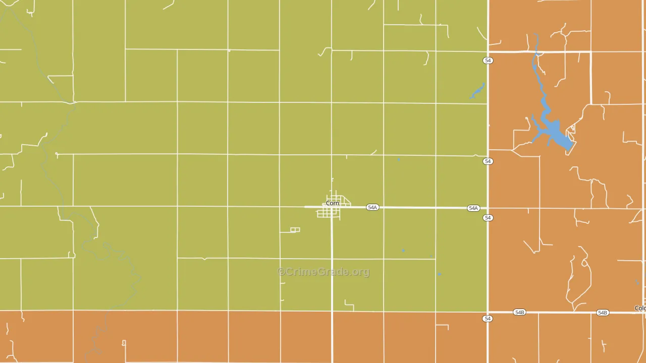 Corn, OK Map of Drug-Related Crime Rates