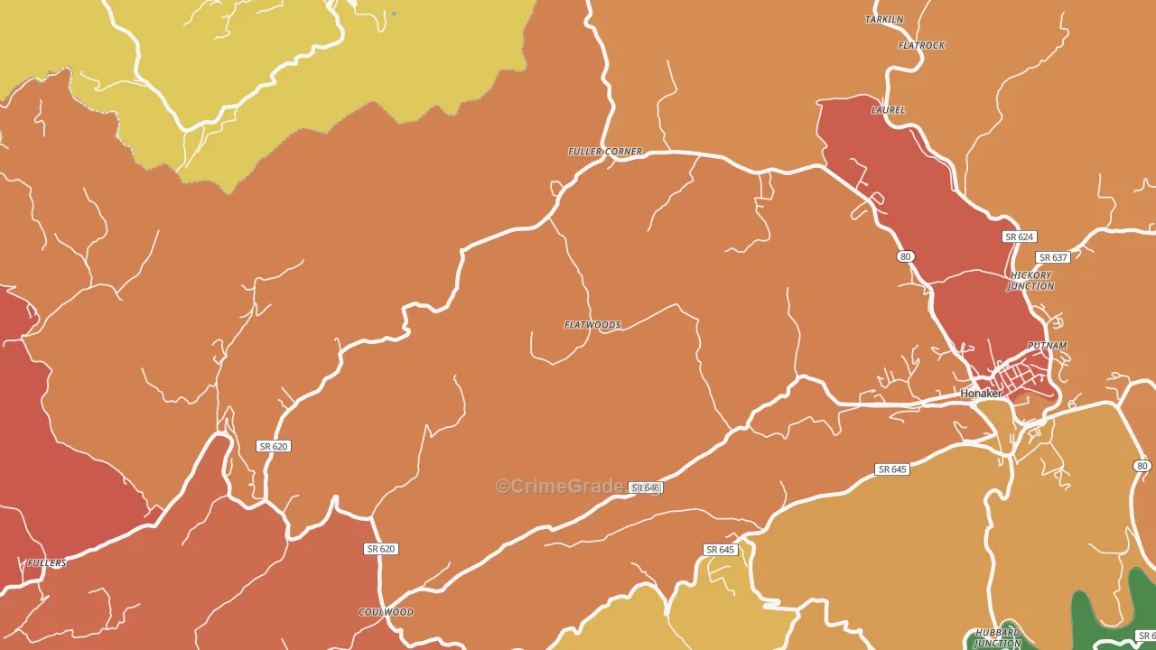 Corn Valley, VA Map of Drug-Related Crime Rates