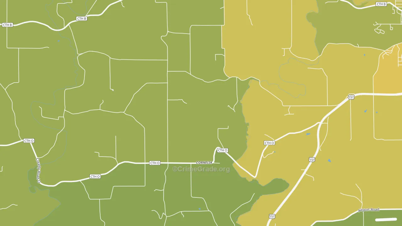 Cornelia, WI Map of Drug-Related Crime Rates
