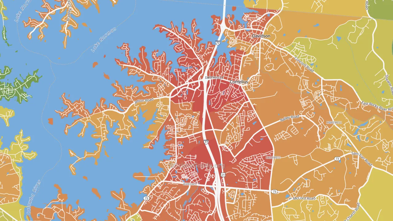 Cornelius, NC Map of Drug-Related Crime Rates