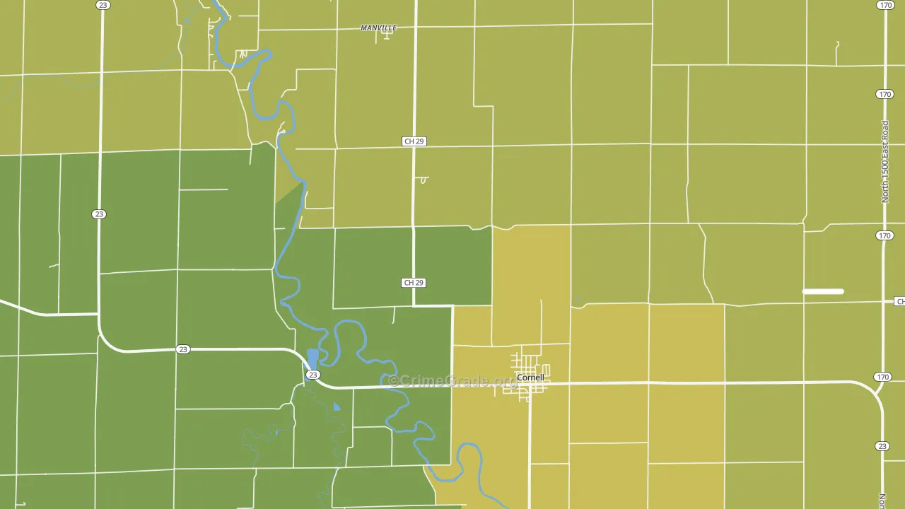 Cornell, IL Map of Drug-Related Crime Rates