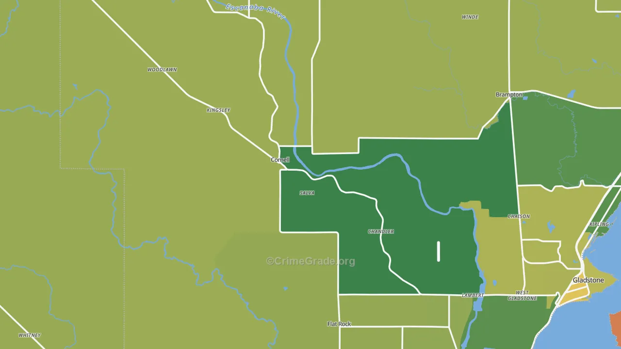 Cornell, MI Map of Drug-Related Crime Rates