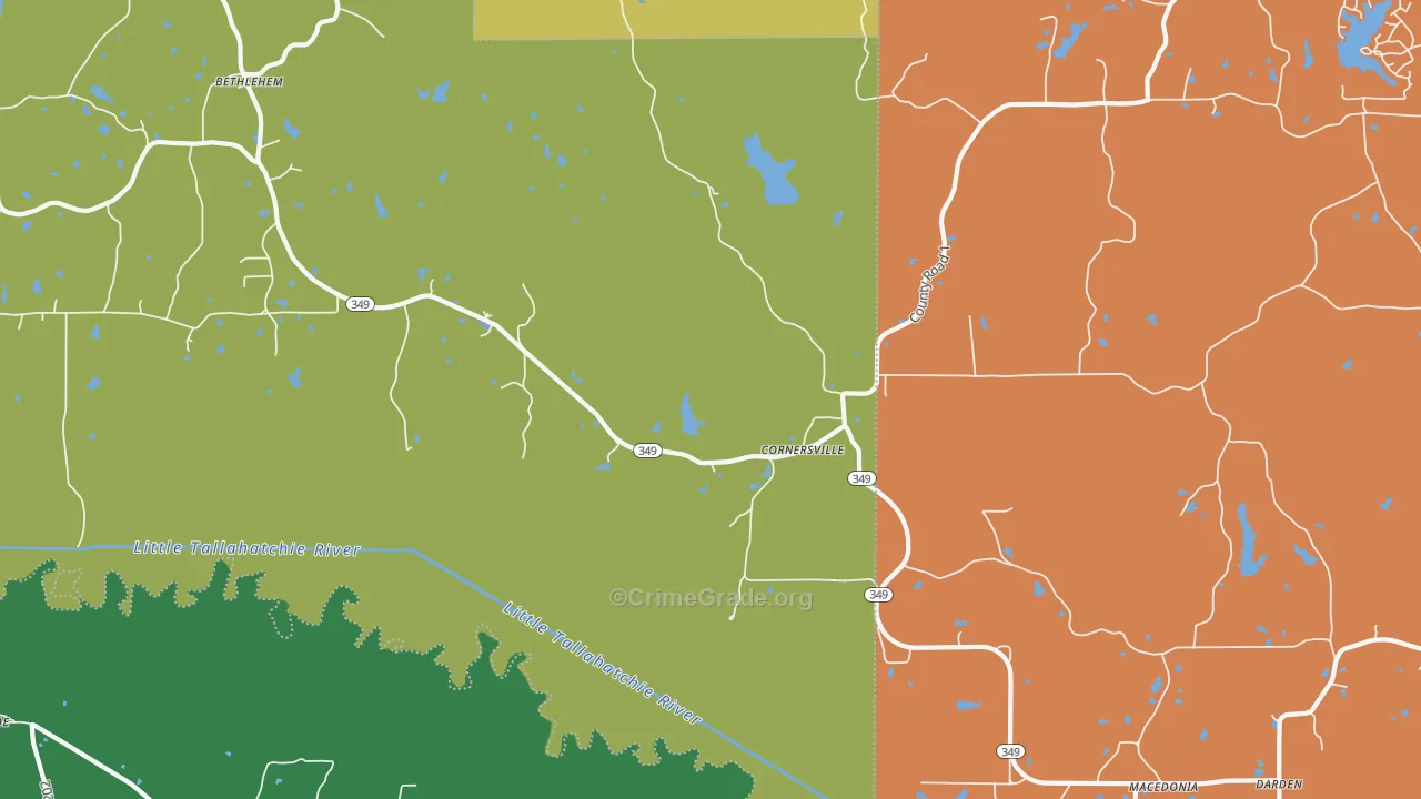 Cornersville, MS Map of Drug-Related Crime Rates
