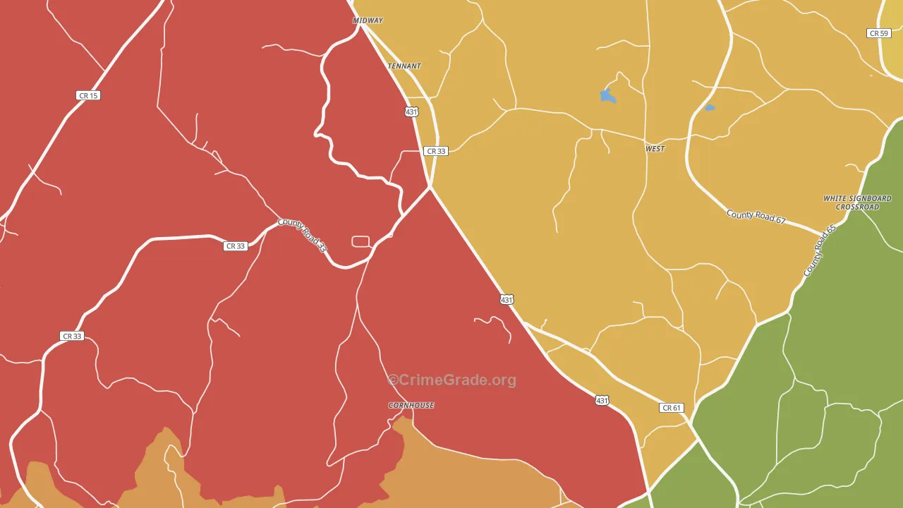 Cornhouse, AL Map of Drug-Related Crime Rates