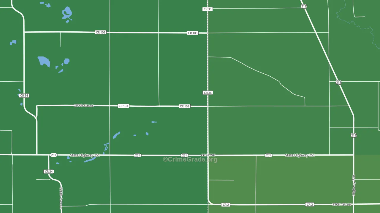 Corning, MN Map of Drug-Related Crime Rates