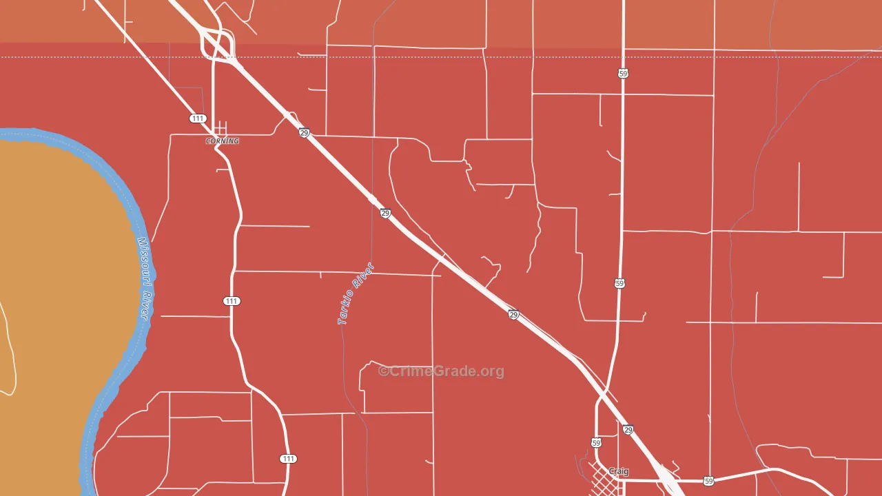 Corning, MO Map of Drug-Related Crime Rates