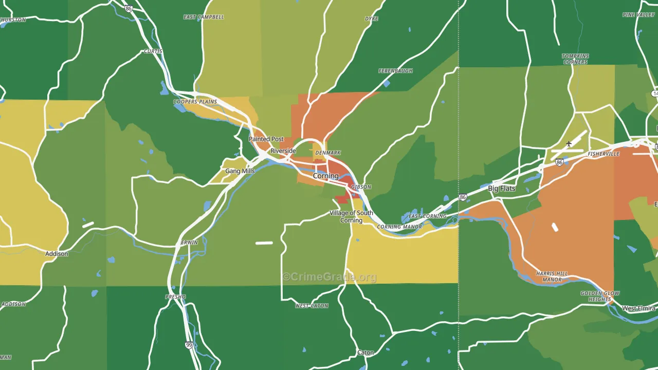 Corning, NY Map of Drug-Related Crime Rates