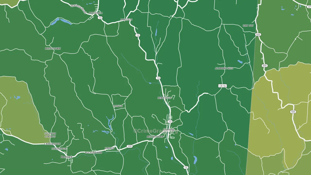 Corning, OH Map of Drug-Related Crime Rates