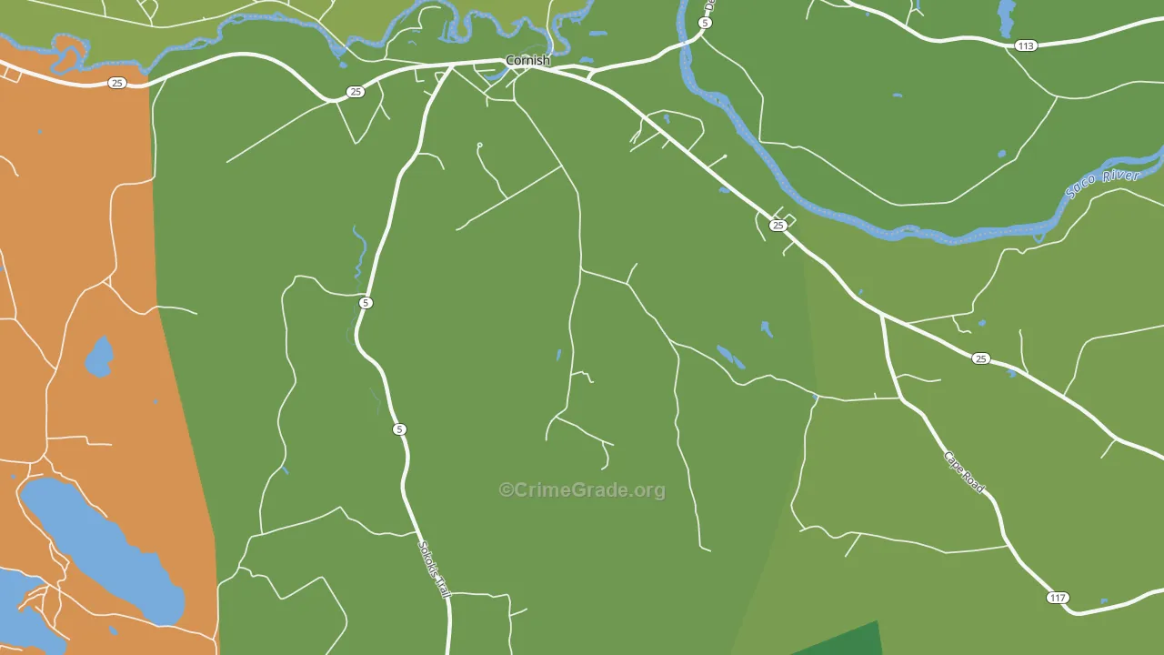 Cornish, ME Map of Drug-Related Crime Rates