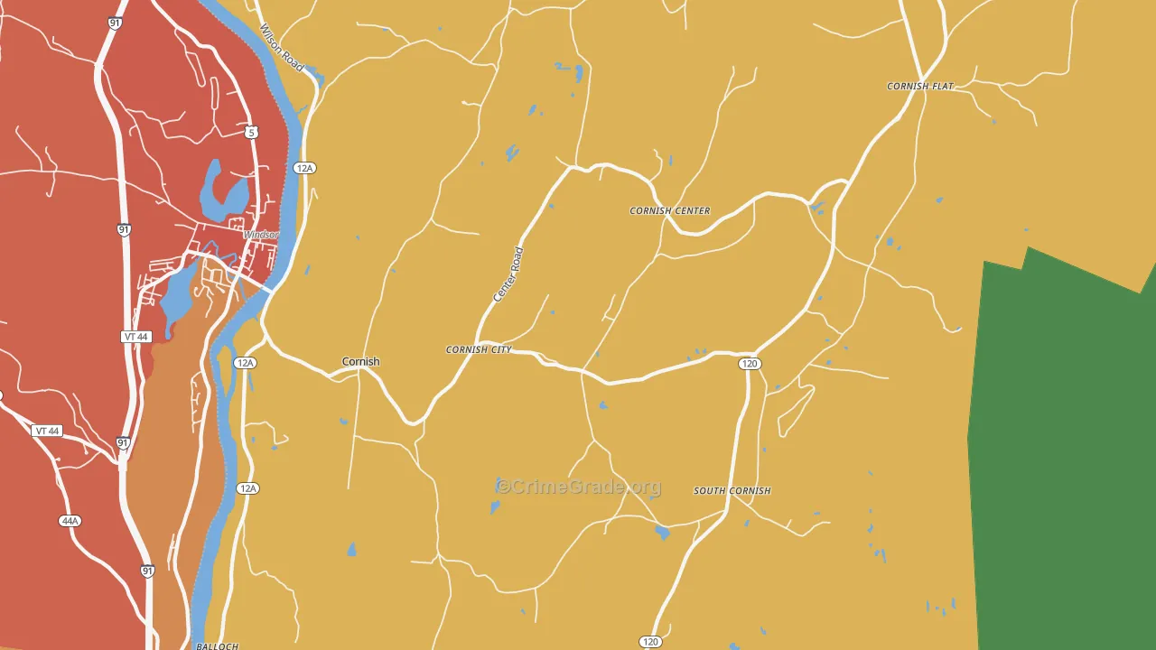 Cornish, NH Map of Drug-Related Crime Rates