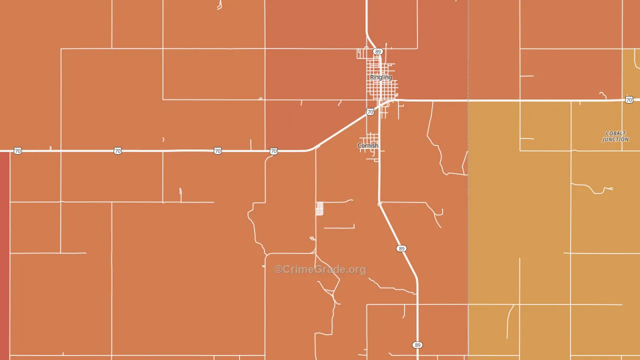 Cornish, OK Map of Drug-Related Crime Rates