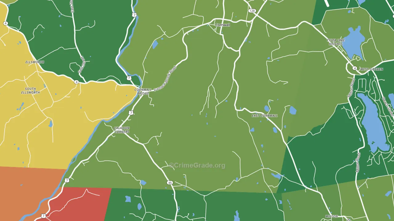 Cornwall, CT Map of Drug-Related Crime Rates