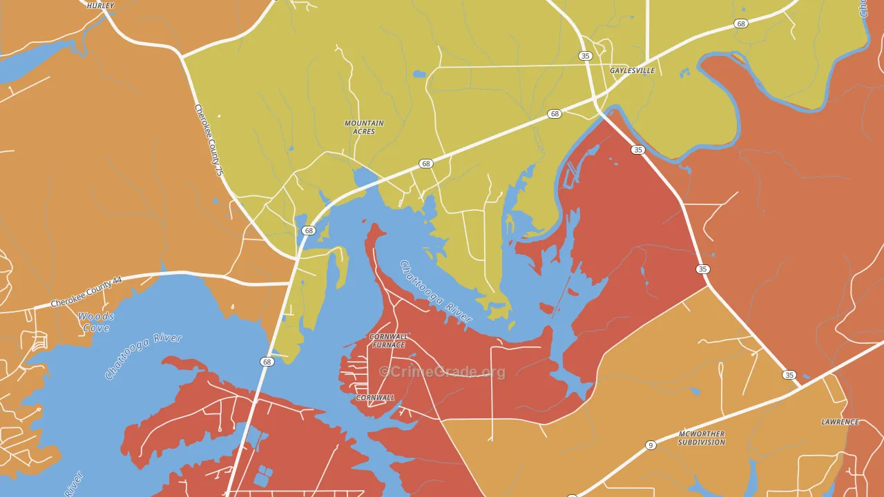 Cornwall Furnace, AL Map of Drug-Related Crime Rates