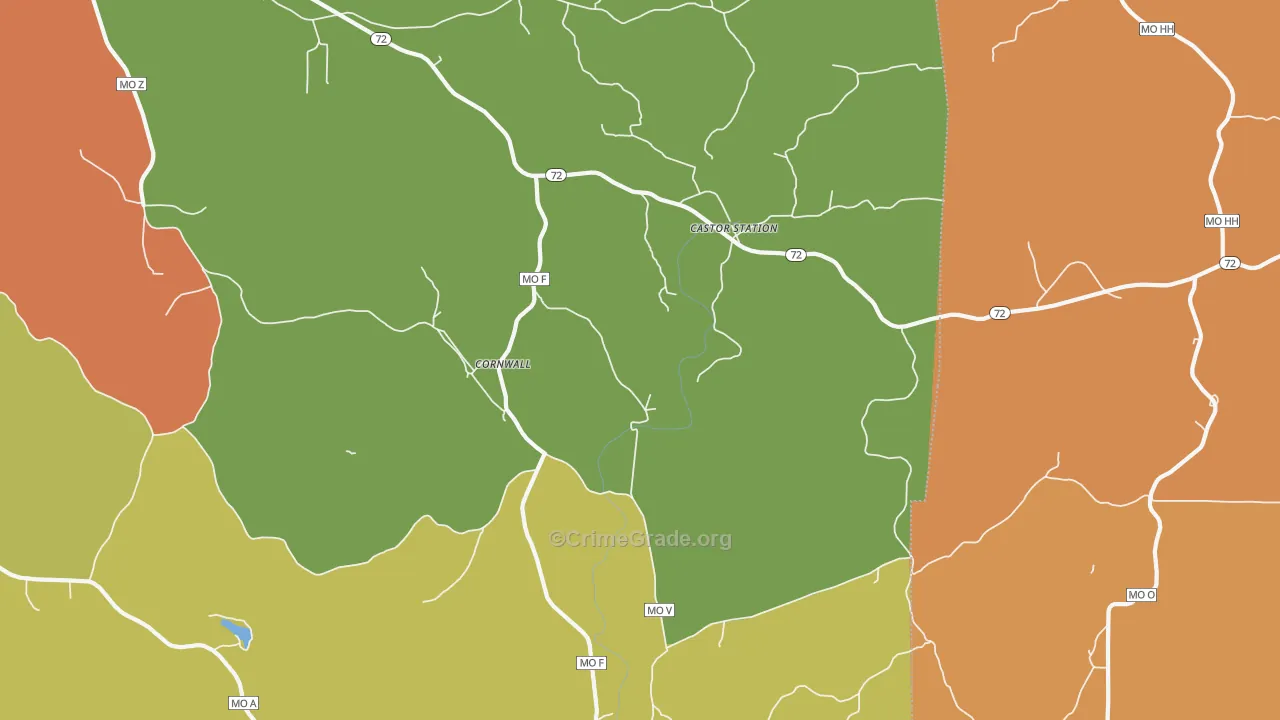 Cornwall, MO Map of Drug-Related Crime Rates