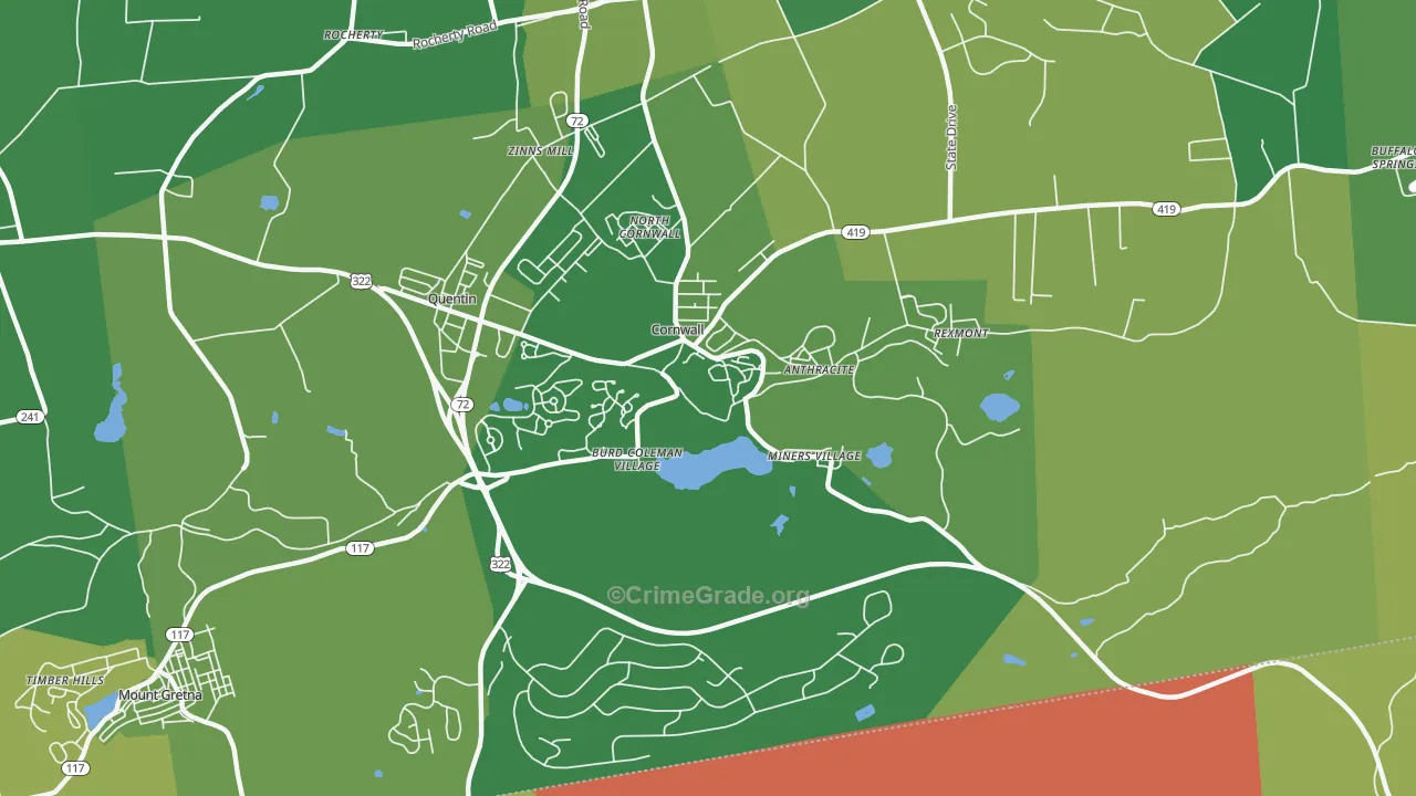 Cornwall, PA Map of Drug-Related Crime Rates