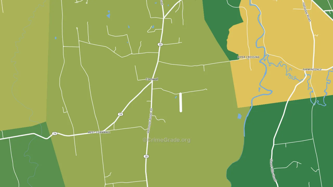 Cornwall, VT Map of Drug-Related Crime Rates