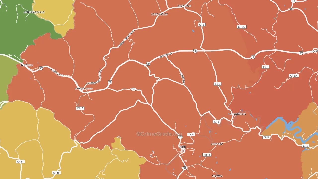Cornwallis, WV Map of Drug-Related Crime Rates