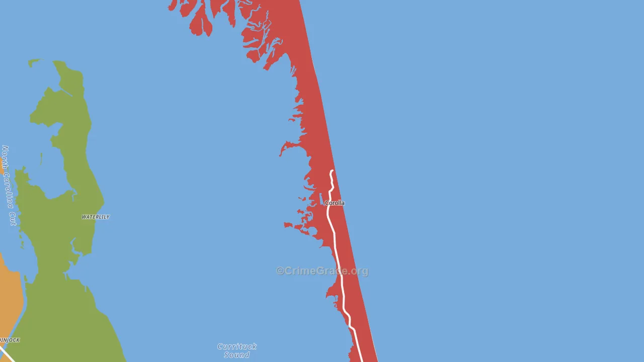 Corolla, NC Map of Drug-Related Crime Rates