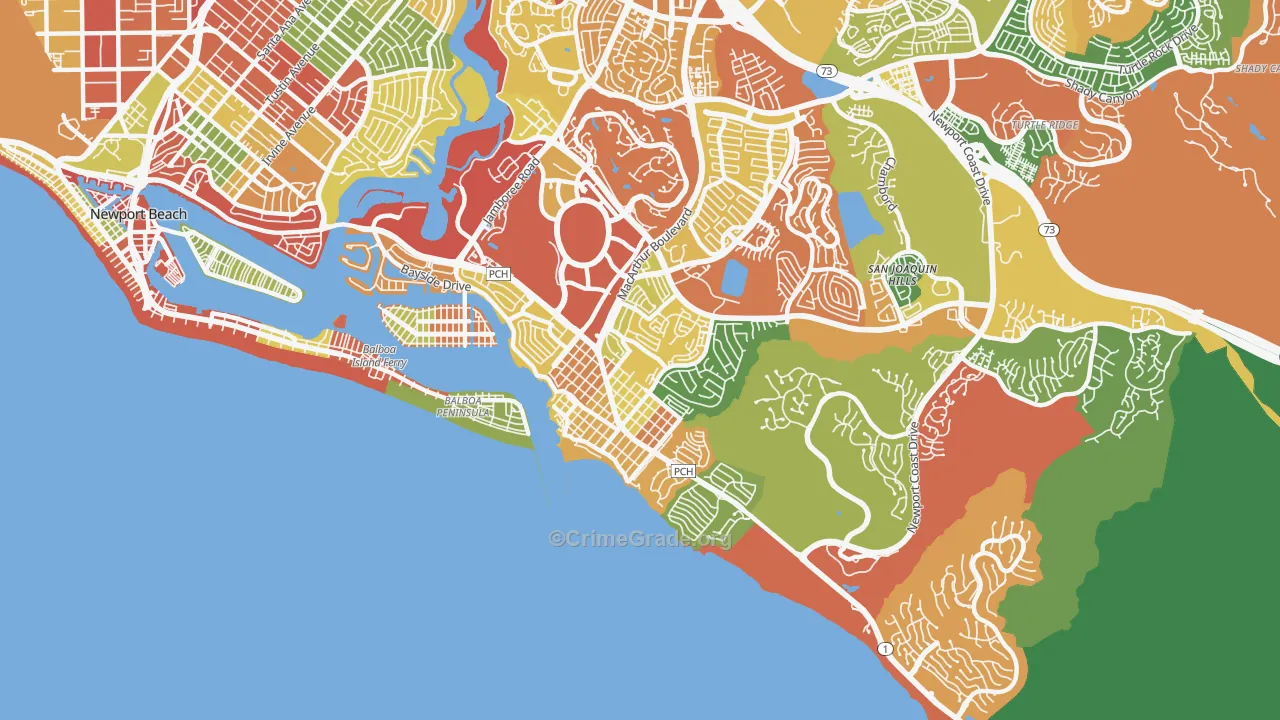 Corona Del Mar, CA Map of Drug-Related Crime Rates