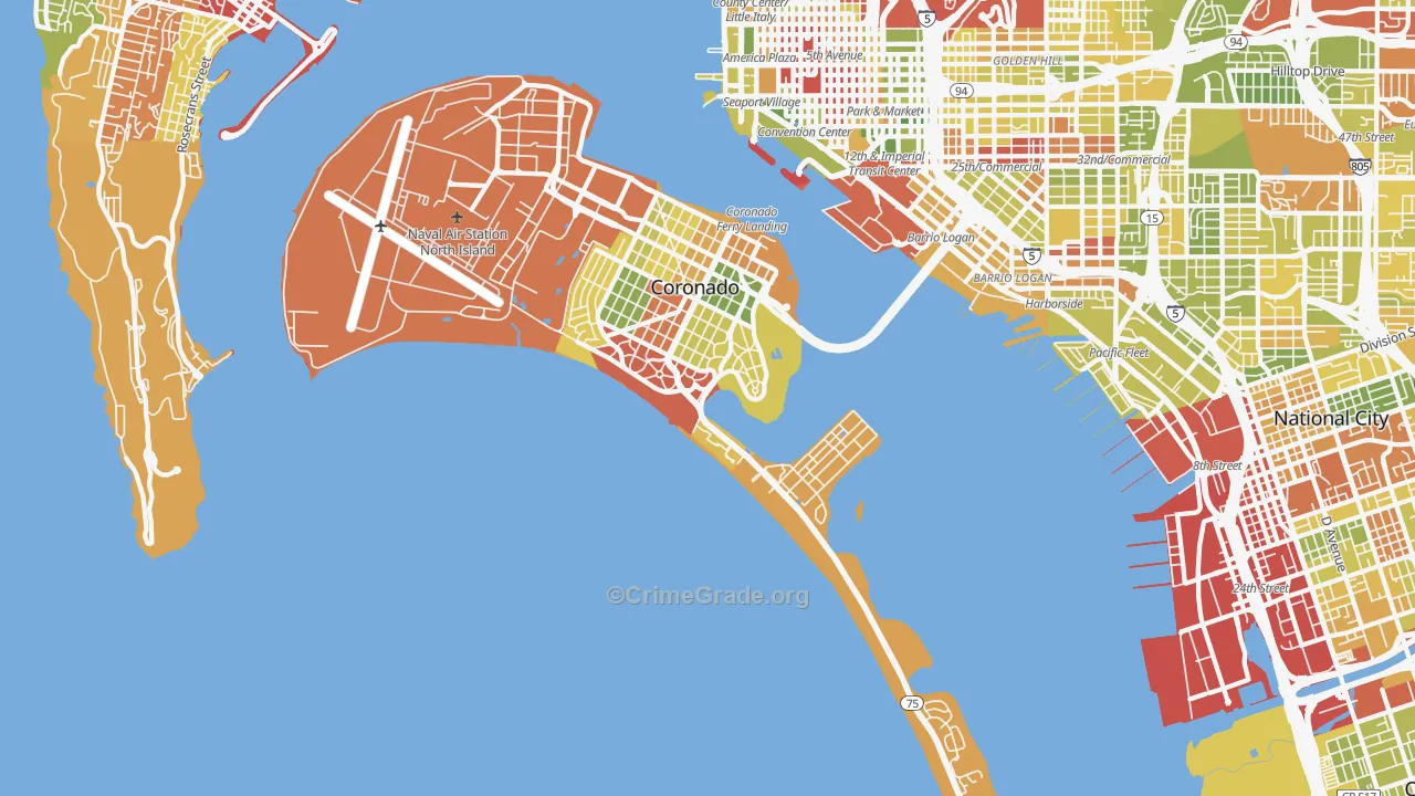 Coronado, CA Map of Drug-Related Crime Rates