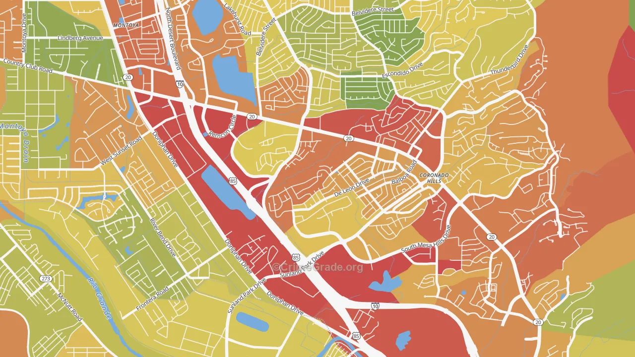 Coronado, El Paso, TX Map of Drug-Related Crime Rates