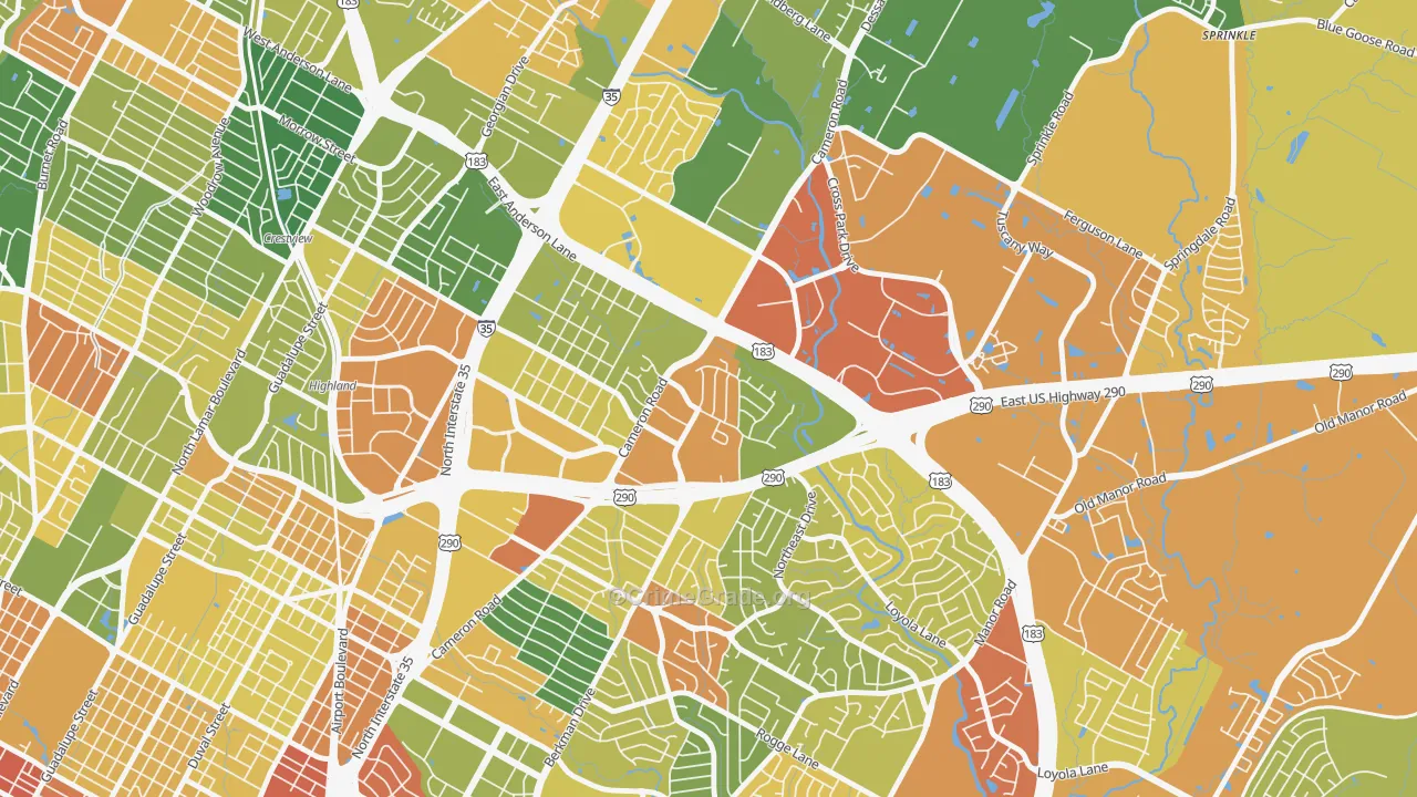 Coronado Hills, Austin, TX Map of Drug-Related Crime Rates
