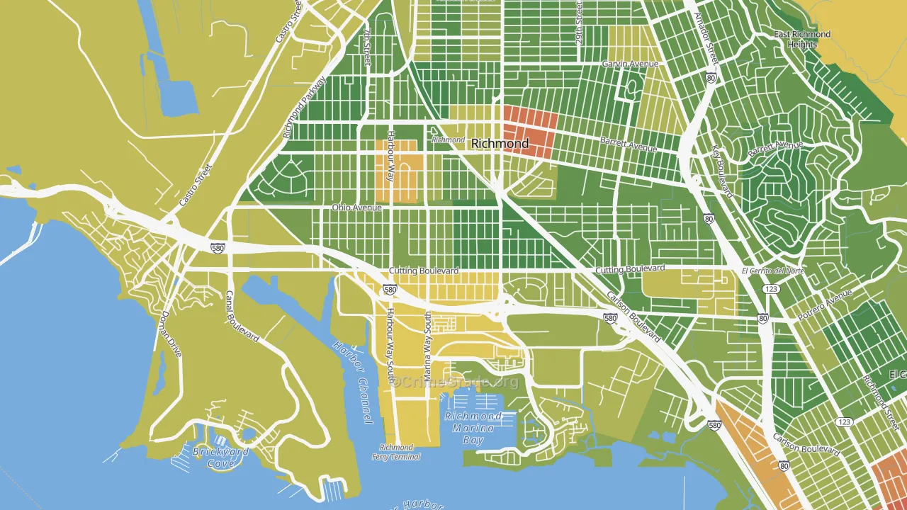 Coronado, Richmond, CA Map of Drug-Related Crime Rates