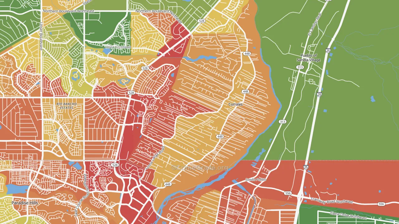 Corrales, NM Map of Drug-Related Crime Rates