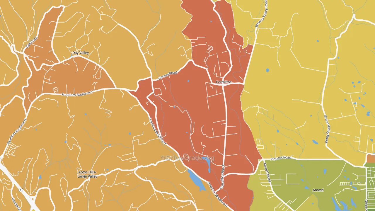 Corralitos, CA Map of Drug-Related Crime Rates