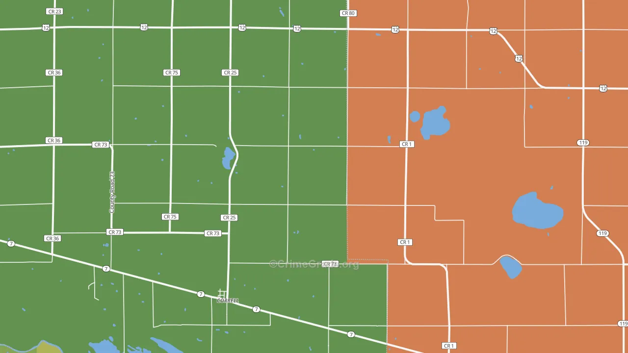 Correll, MN Map of Drug-Related Crime Rates