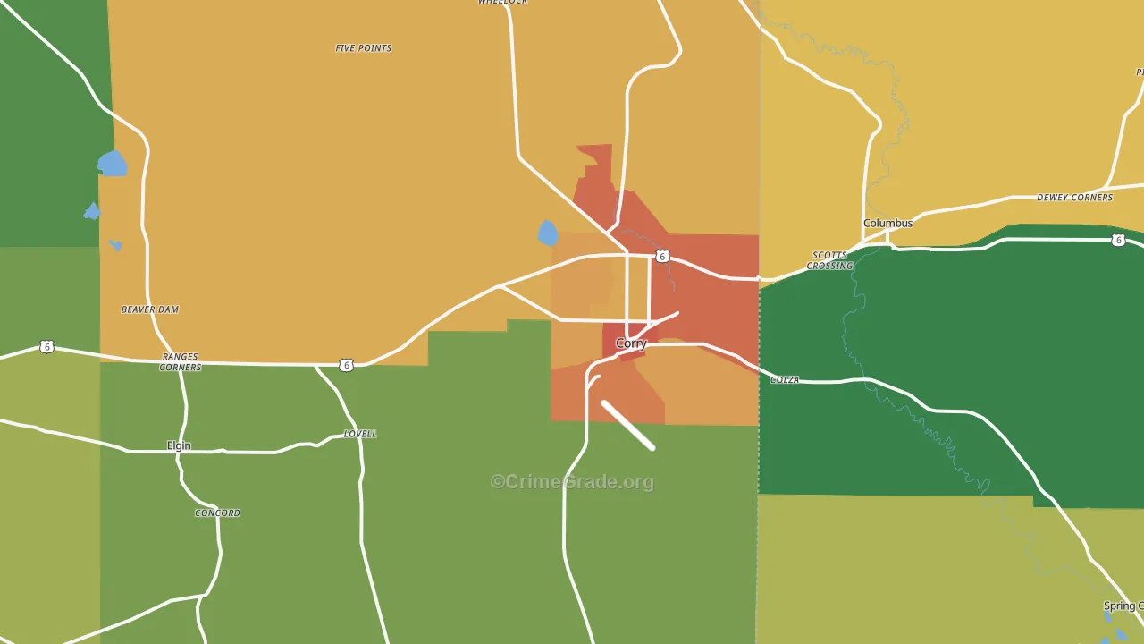 Corry, PA Map of Drug-Related Crime Rates