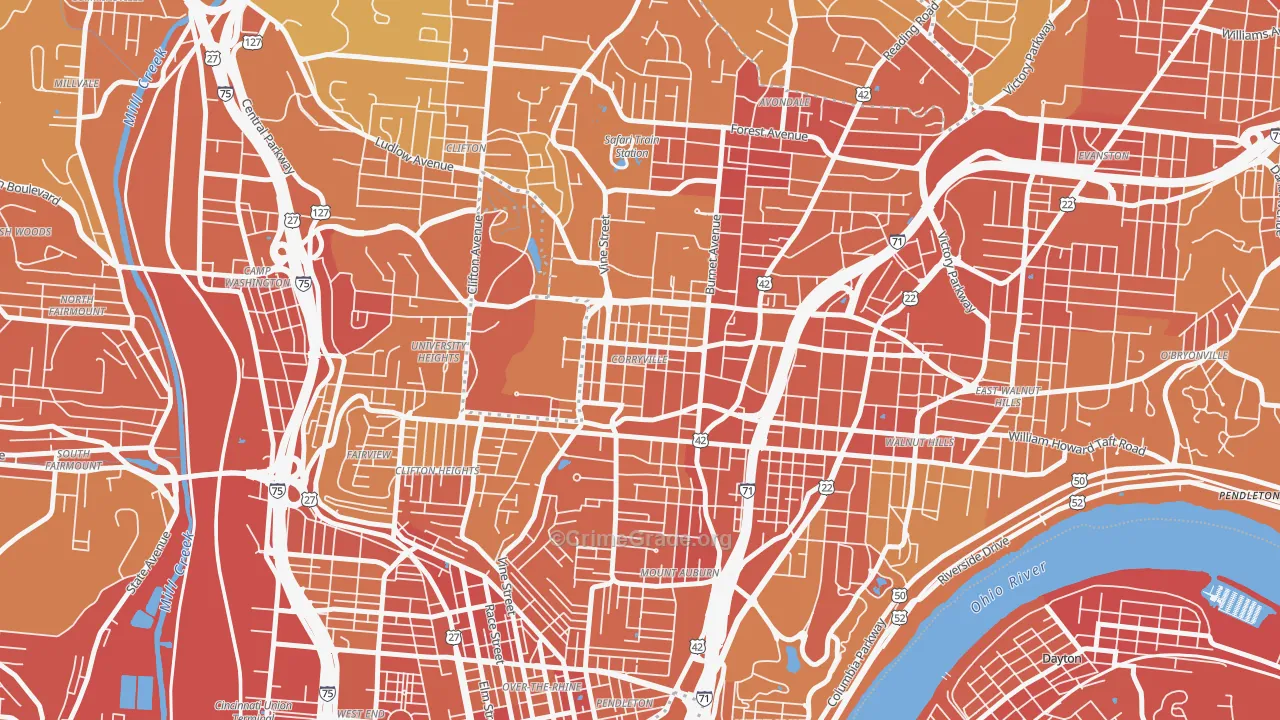 Corryville, Cincinnati, OH Map of Drug-Related Crime Rates