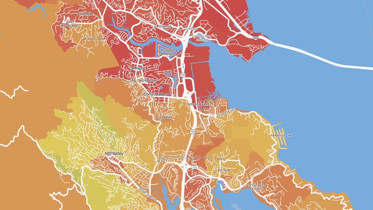 Corte Madera, CA Map of Drug-Related Crime Rates