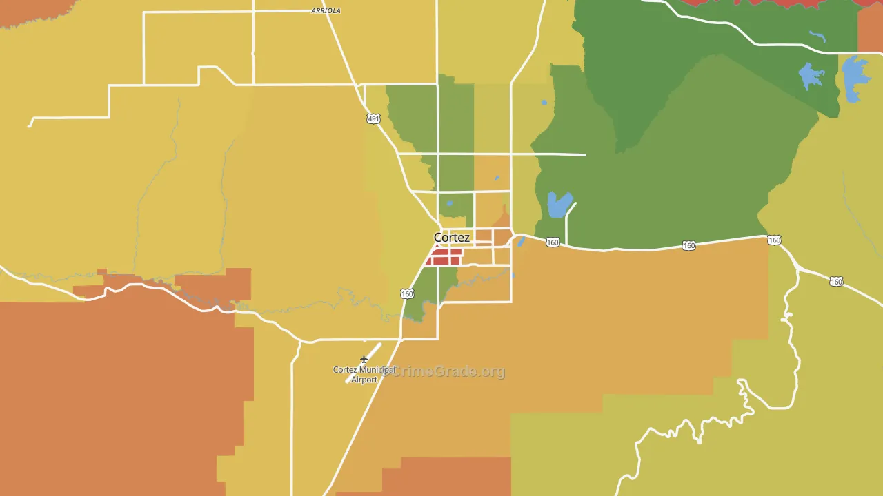 Cortez, CO Map of Drug-Related Crime Rates