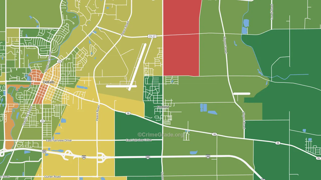 Cortland, IL Map of Drug-Related Crime Rates