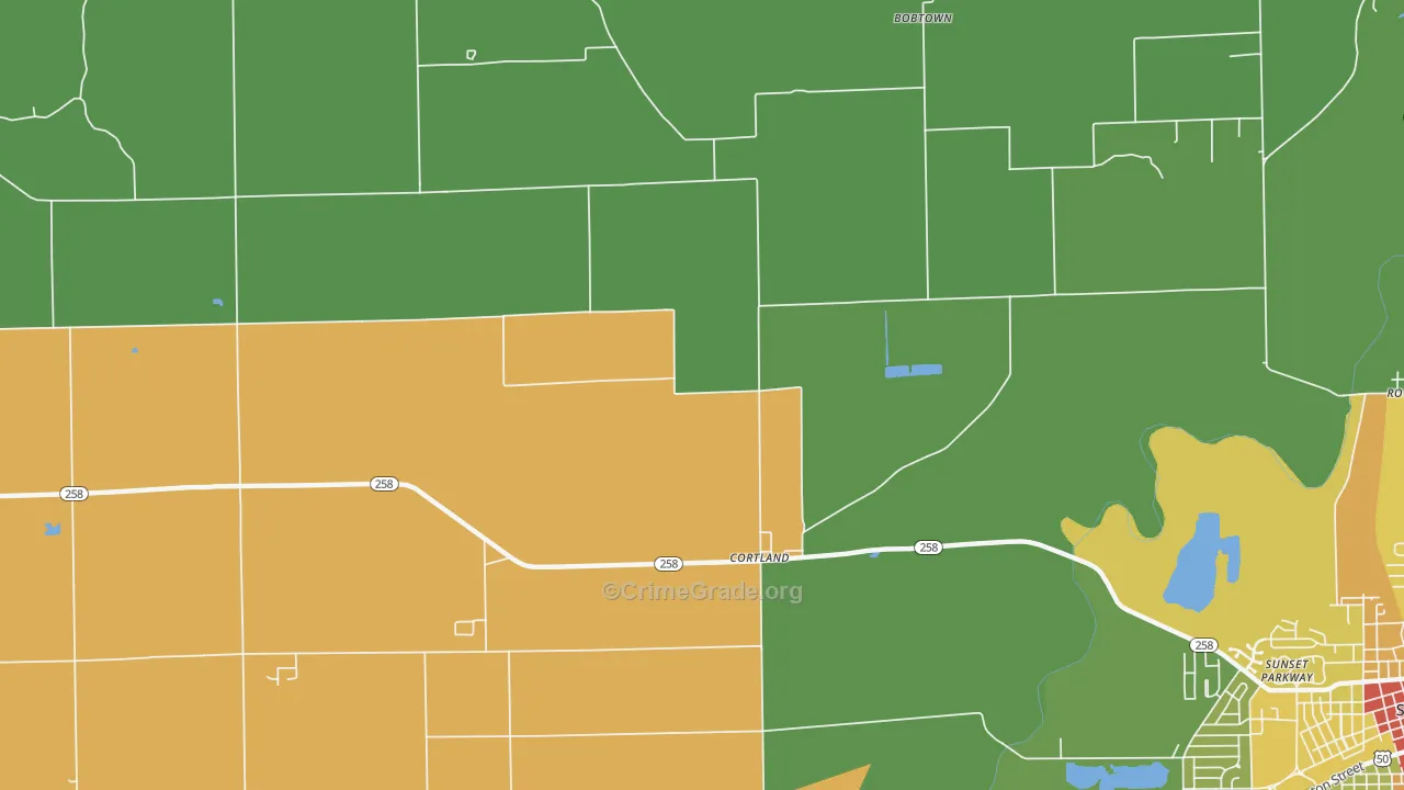 Cortland, IN Map of Drug-Related Crime Rates