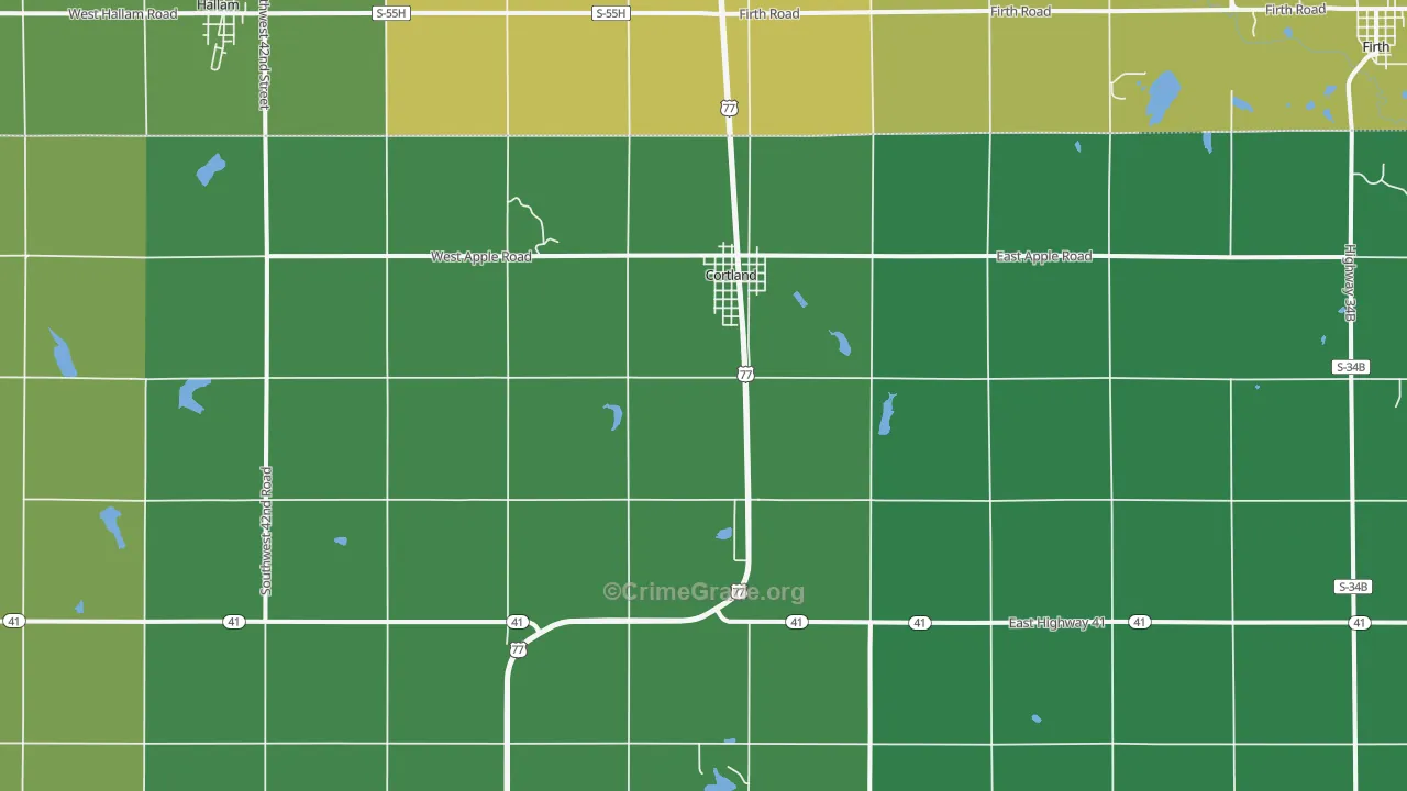 Cortland, NE Map of Drug-Related Crime Rates