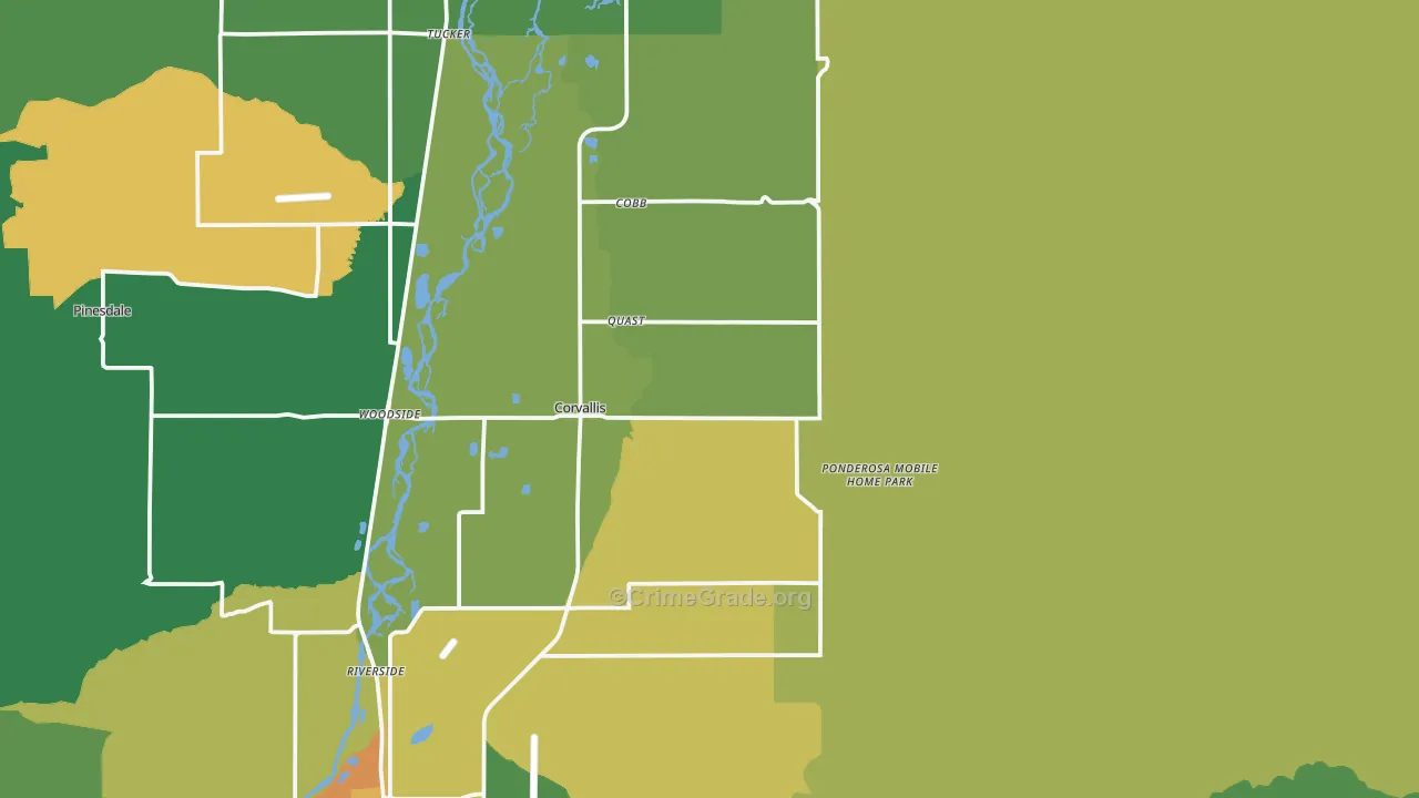 Corvallis, MT Map of Drug-Related Crime Rates