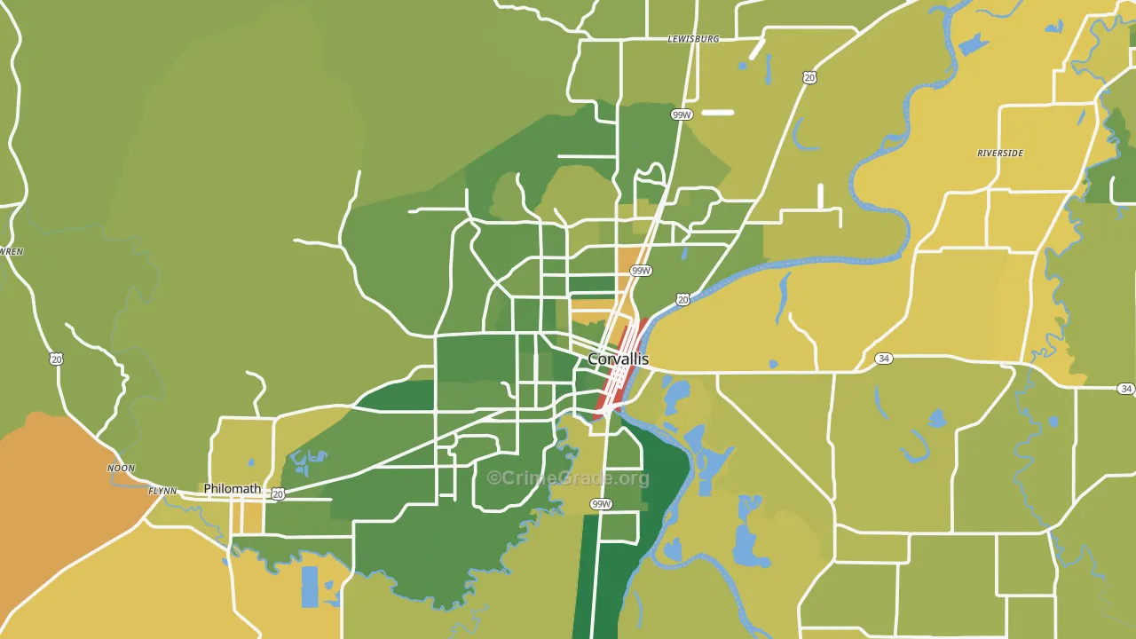 Corvallis, OR Map of Drug-Related Crime Rates